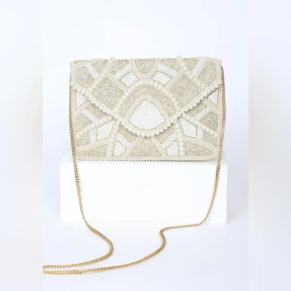 Lulus Piece of Love White Multi Beaded Clutch - Picture 8 of 11